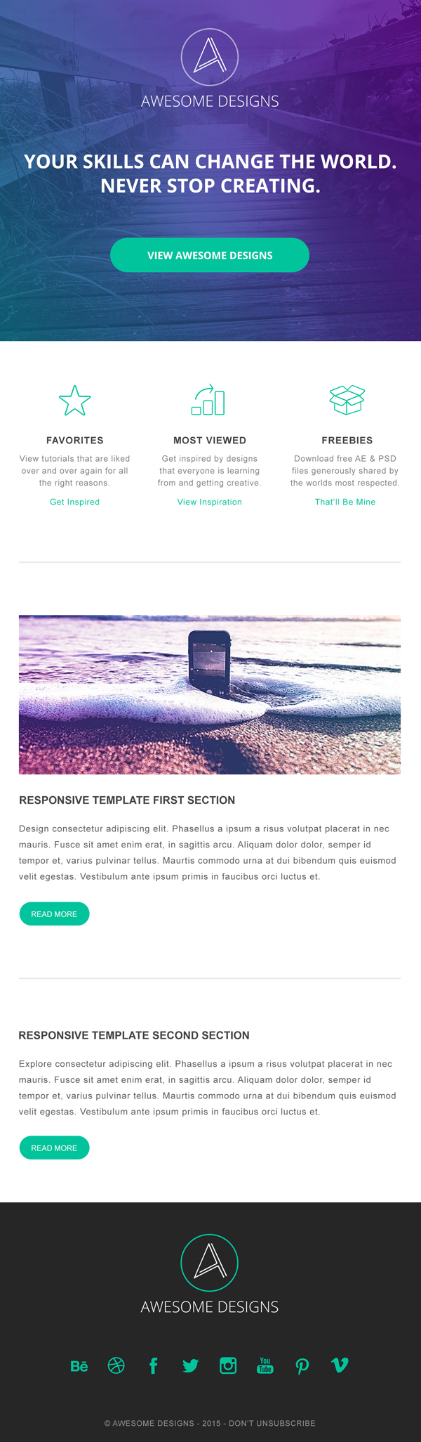 Free Responsive Email Template Design PSD