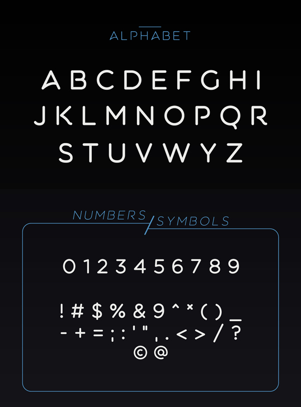 Aquatico rounded font letters and numbers