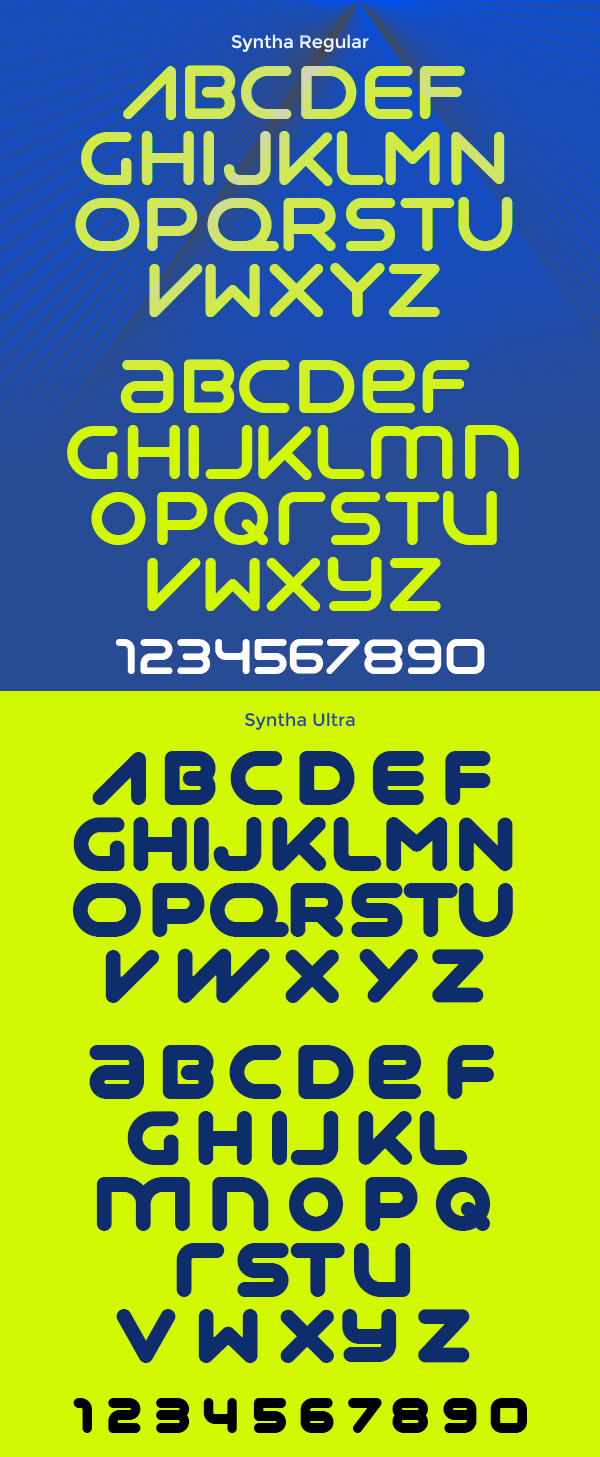 Syntha rounded font letters and numbers