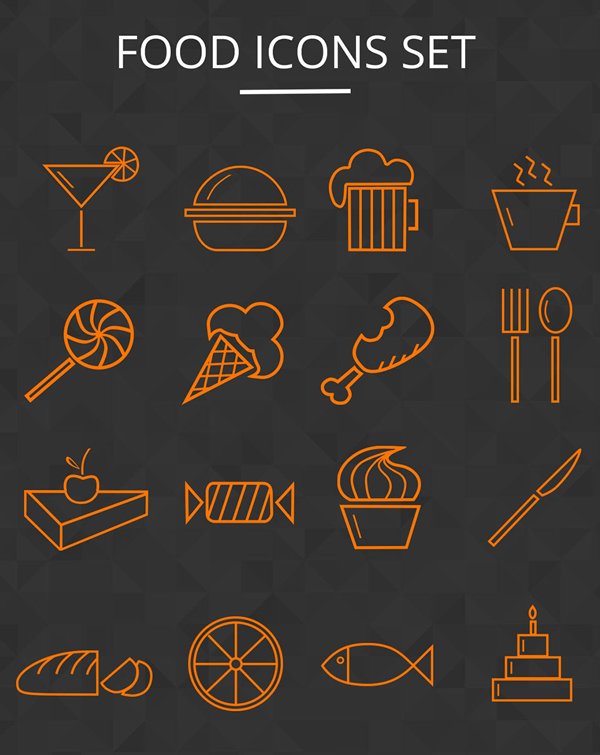 Food Icons Set - (12 Icons)