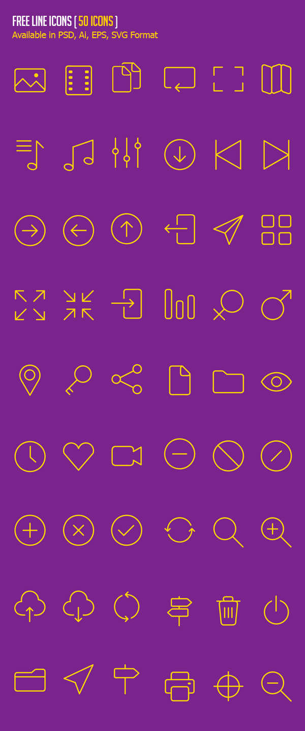 Free Line Icons - (50 Icons)