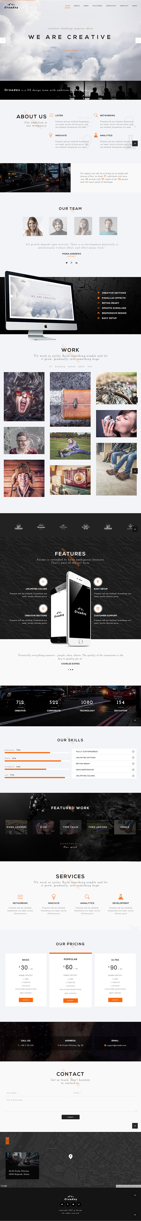 Oreades – Creative One-Page WordPress Theme