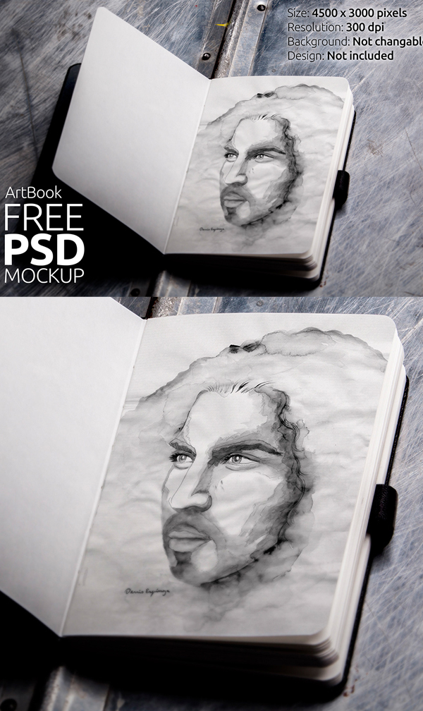 Free Art book Photorealistic Mockup