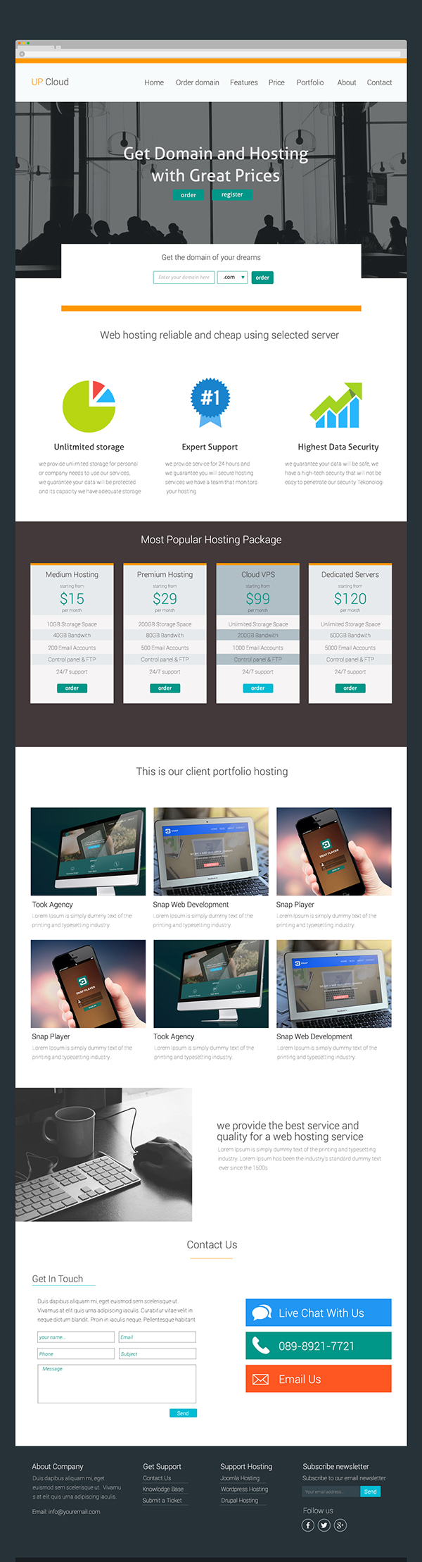 Free Hosting PSD Template Dark and Light Version