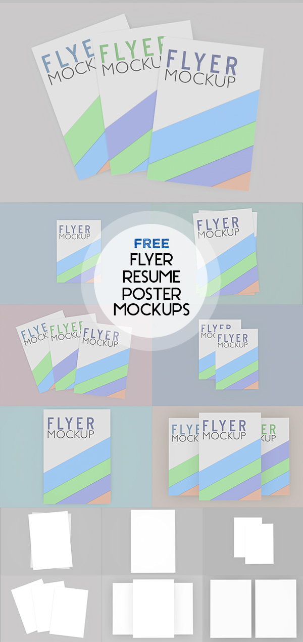 Free Flyer, Resume, Poster Mock-ups