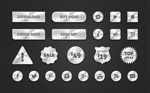 Free PSD Metal Web Buttons