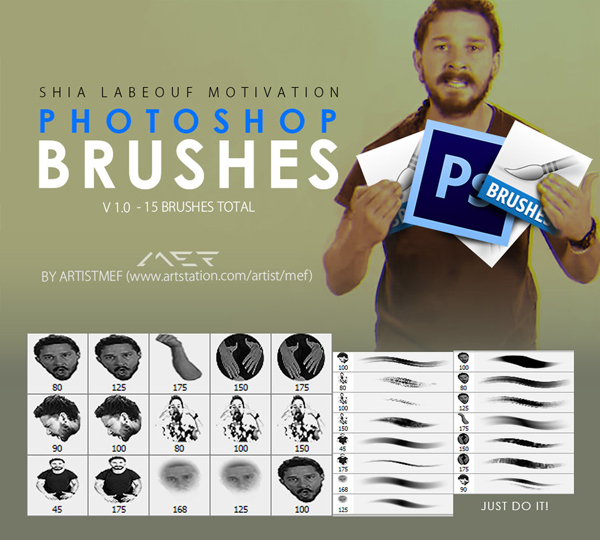 Free Shia LaBeouf Motivation Photoshop Brushes