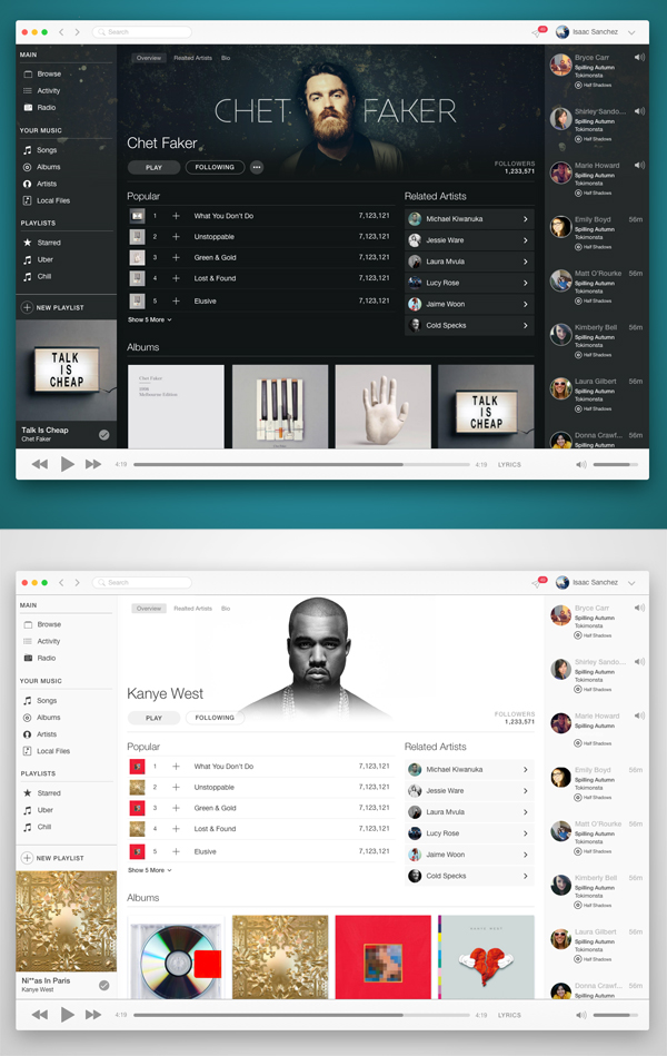 Spotify and Apple Music UI and UX (.sketch)
