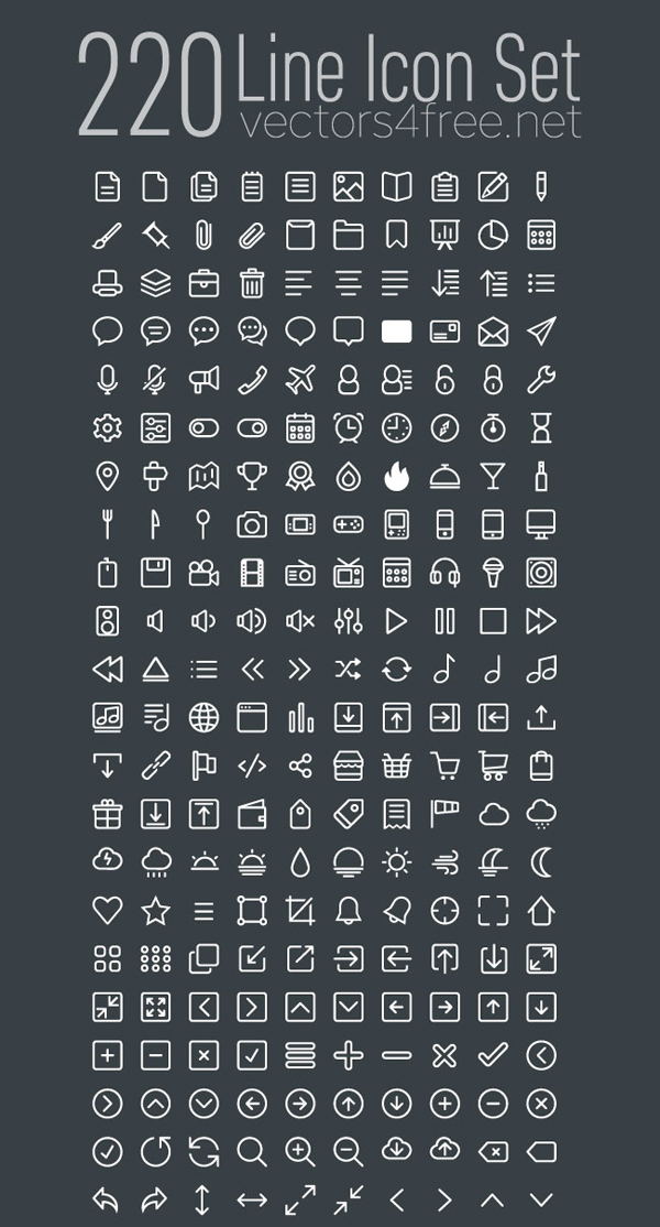 220 Line Icon vector Set